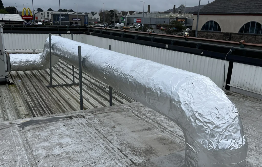 Rooftop ductwork installation in Plymouth